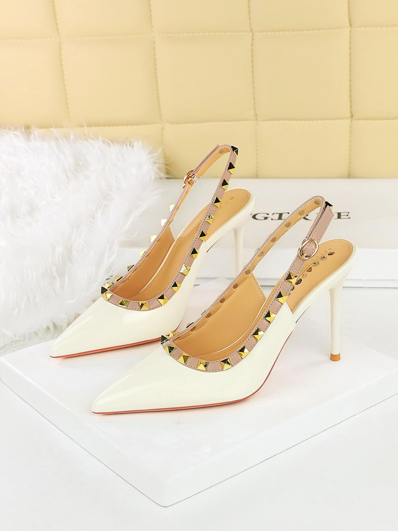 Women's Fashionable Studded Decor High Heel Shoes, Elegant Pointed Toe Slingback Heels for Party, Daily Clothing Decor for Women & Girls, Footwear