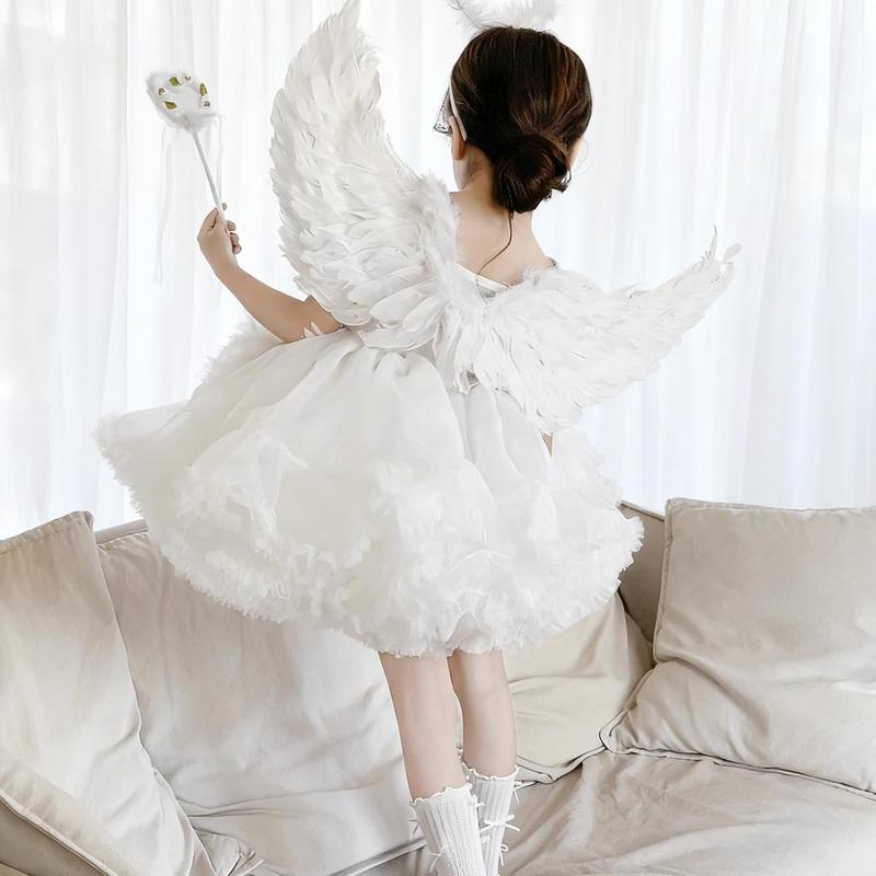 Angel Wings and Halo Set - Feathered Angel Halo Headband, Angel Wings and Wand - Halloween Costumes Angel Wings and Halo Set - Feathered Angel Halo Headband, Angel Wings and Wand - Halloween Costumes