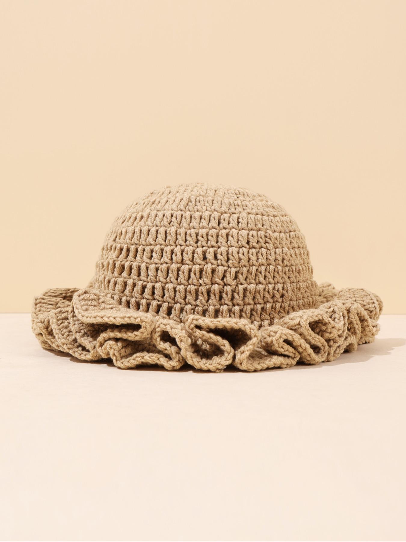 Women's Solid Color Ruffle Knitted Hat, 13 Colors Available, Compact & Exquisite Design, Perfect for Vacations & Gifts