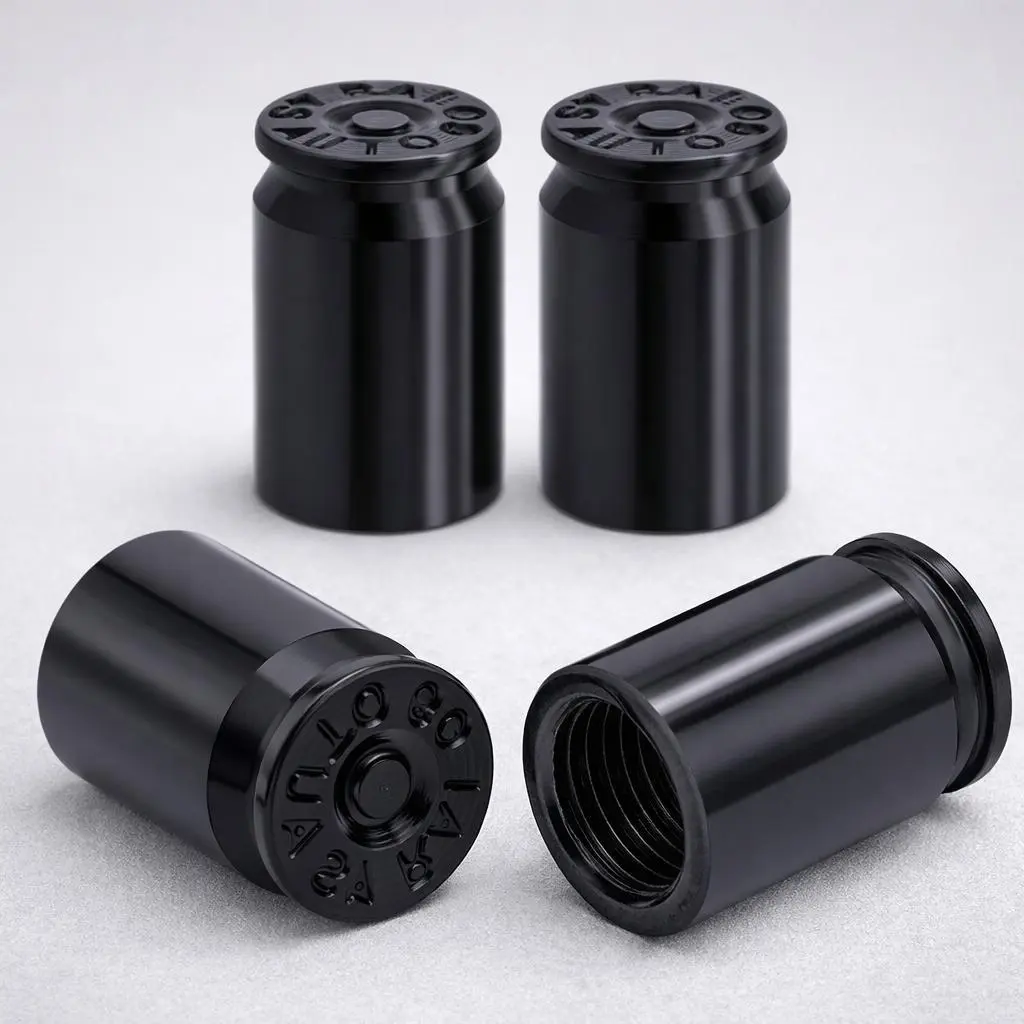 4PCS Bullet Tire Valve Caps, Aluminum Valve Stem Covers, Universal Screw-On Tire Accessories for Cars, Trucks, Motorcycles & Bikes