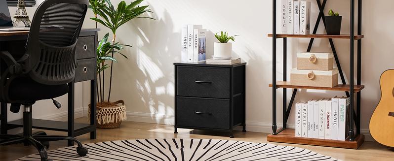 Nightstand Small Dresser with 2 Fabric Drawers Side Bedroom End Table Kids Bedside Storage Furniture for 20" Tall Night Stand for Closet, Entryway, College Dorm