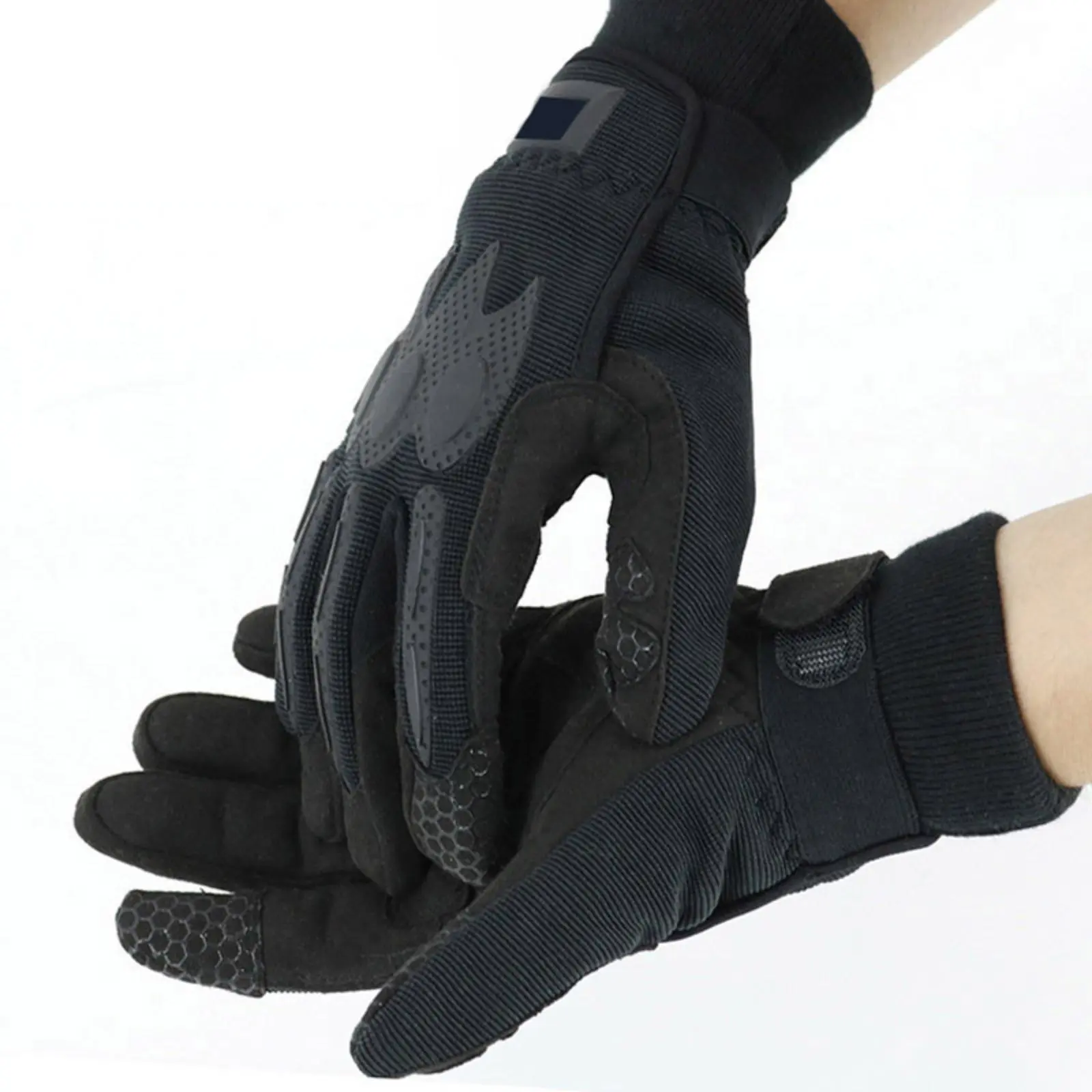Black Half Finger Gloves, Touchscreen Breathable Protective Hand Gear, Wear Resistant Non-Slip Gloves for Cycling, Outdoor Workout, Hiking, Camping & Daily Hand Protection
