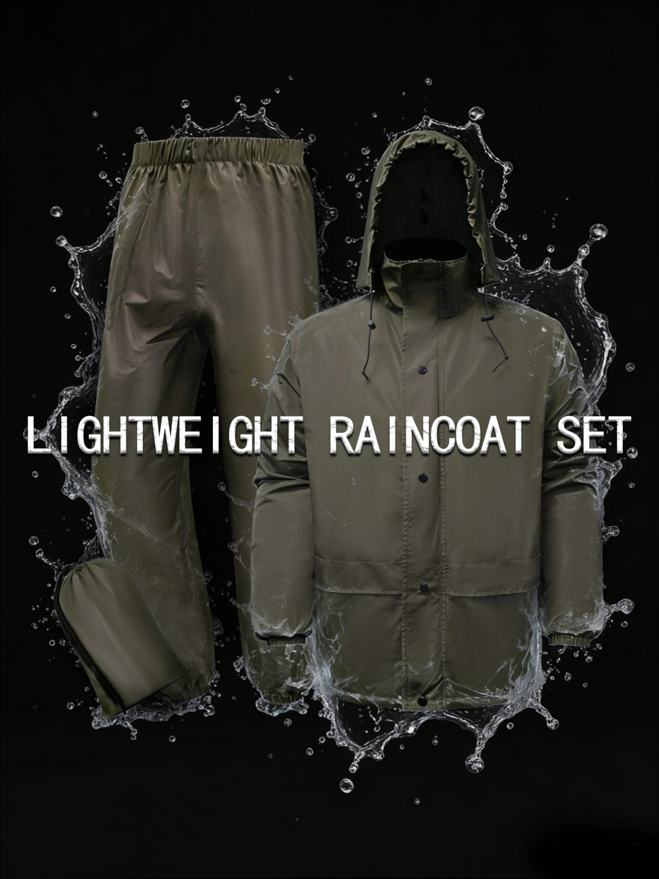 Waterproof Raincoat Set, Durable Breathable Unisex Rain Gear, Foldable Design, Ideal for Outdoor Activities, Rainy Day, Men's & Women's Rainwear, Waterproof Hooded Raincoat, Lightweight Rain Coat