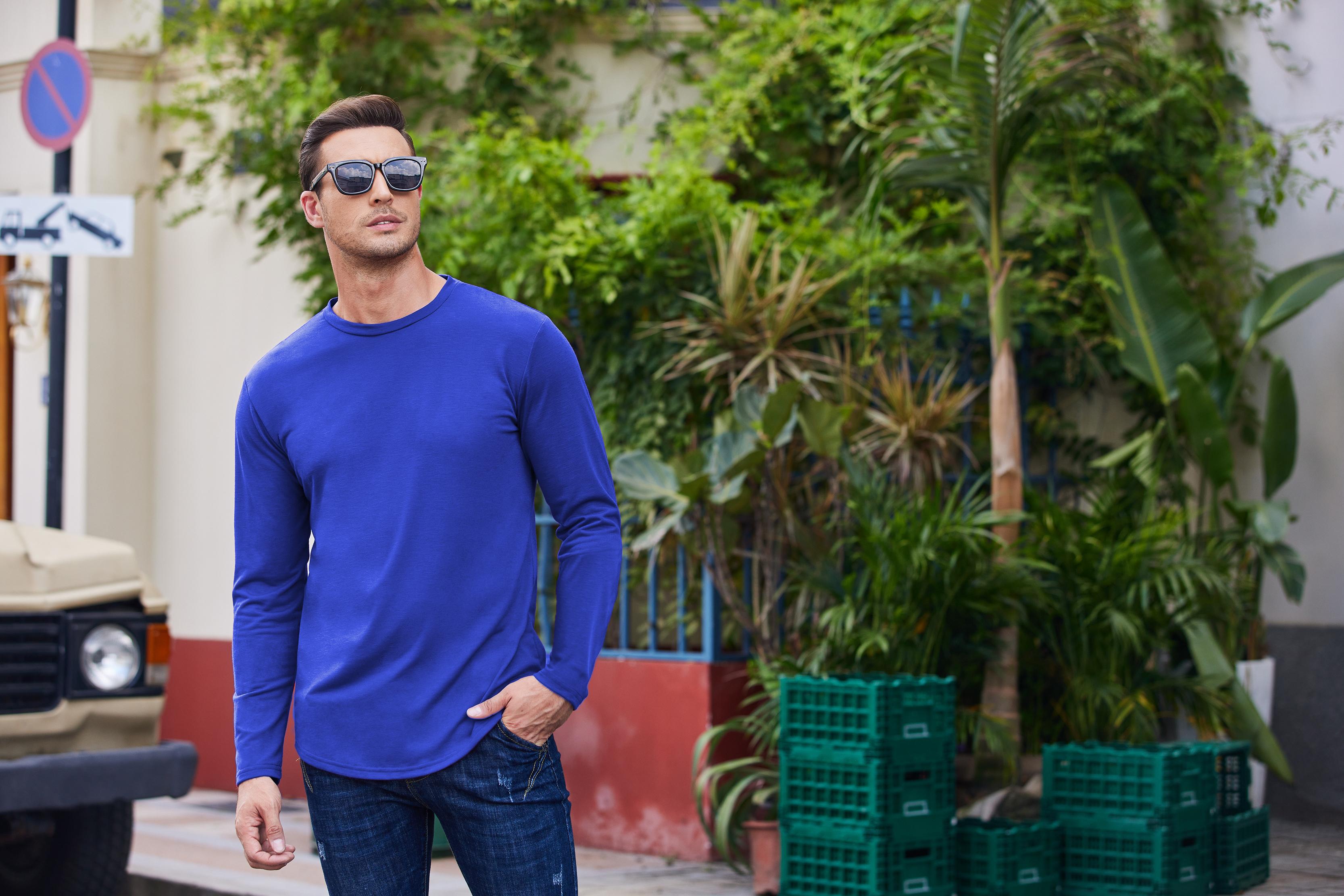 COOFANDY Men 2 Pack Muscle Fitted T Shirt Gym Workout Athletic Long Sleeves Tee