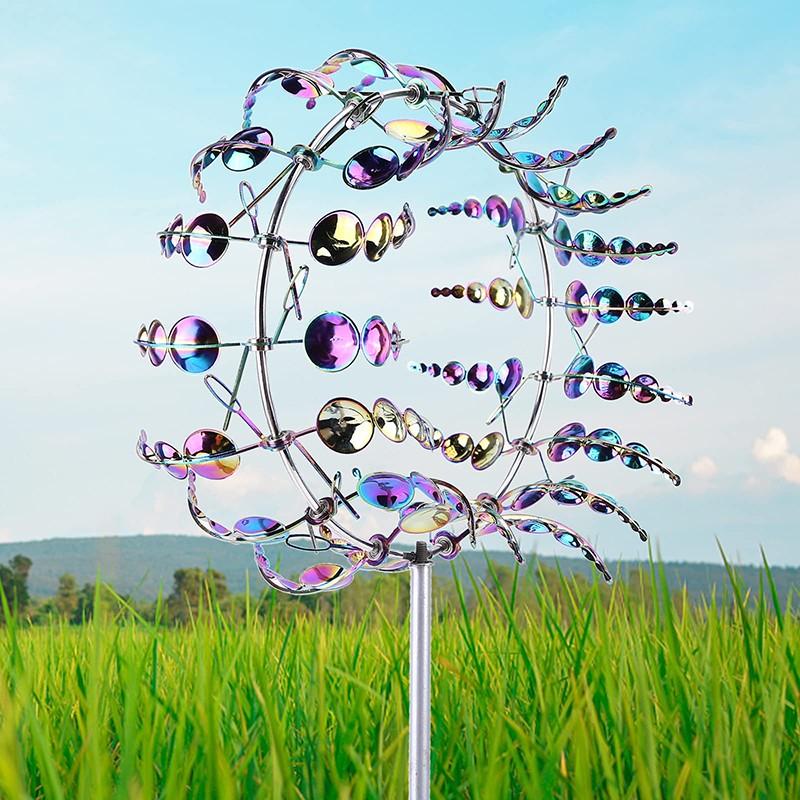 Magical Windmill Outdoor Courtyard Garden Decoration, Metal Windmill Wind Catcher Sculpture, Colored Courtyard Ornament, Single Visual, 1pc