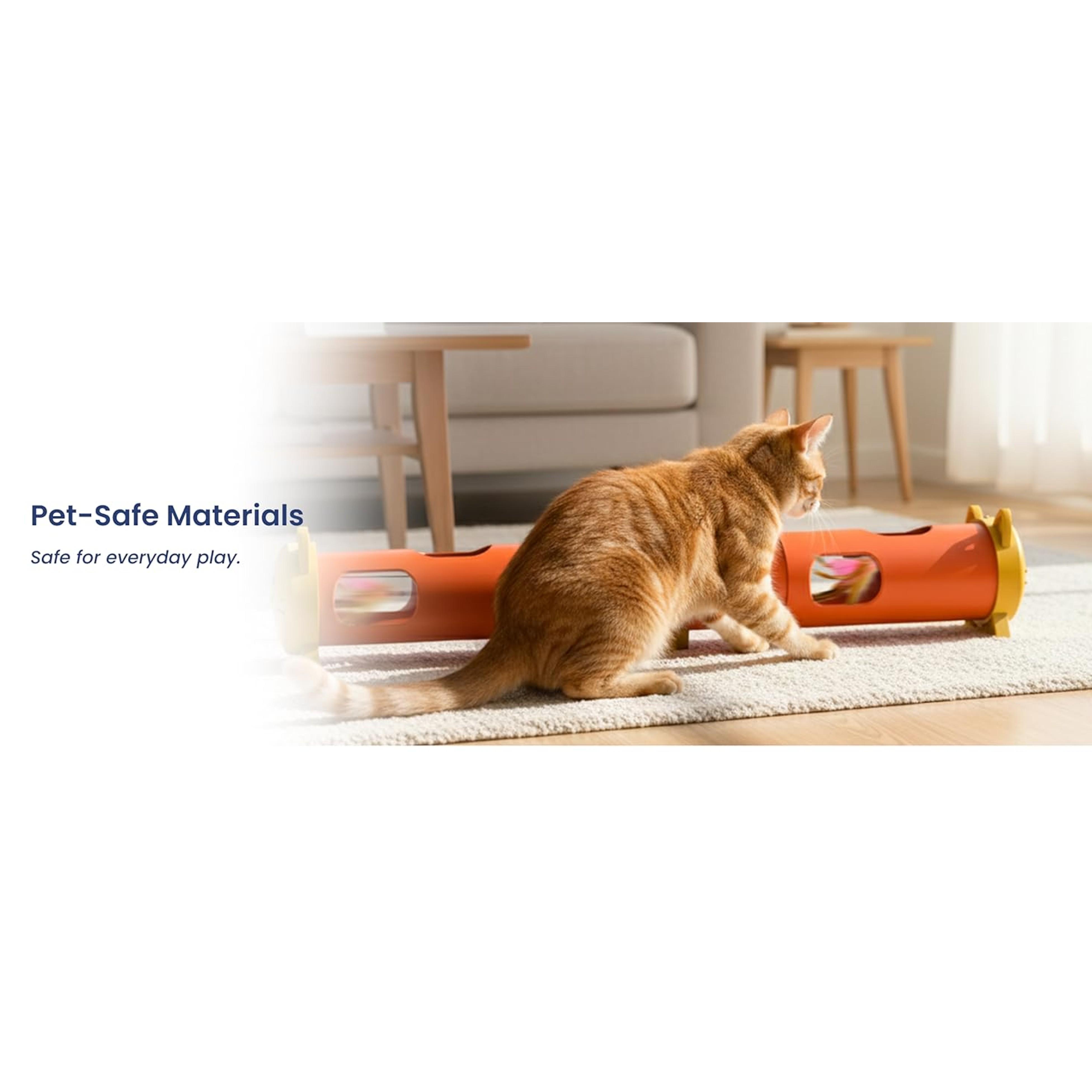 Electric Feather Teaser Tube Cat Toy, Interactive Automatic Cat Toy for Indoor Cats, Smart Random Feather Play, Long Battery Life, Pet-Safe Materials (Large)