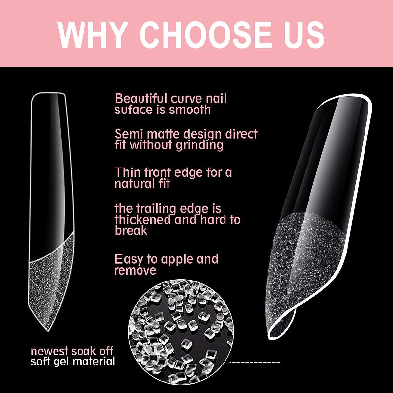 Gel Tips Almond Square Short Ballerina Fake Nails 504 pcs Pre-shape Gel Acrylic Nail Tips for Full Cover Nail Extension Home DIY Nail Salon 12 Sizes Gelly Tips acrylic nail art foot sock Nailcare