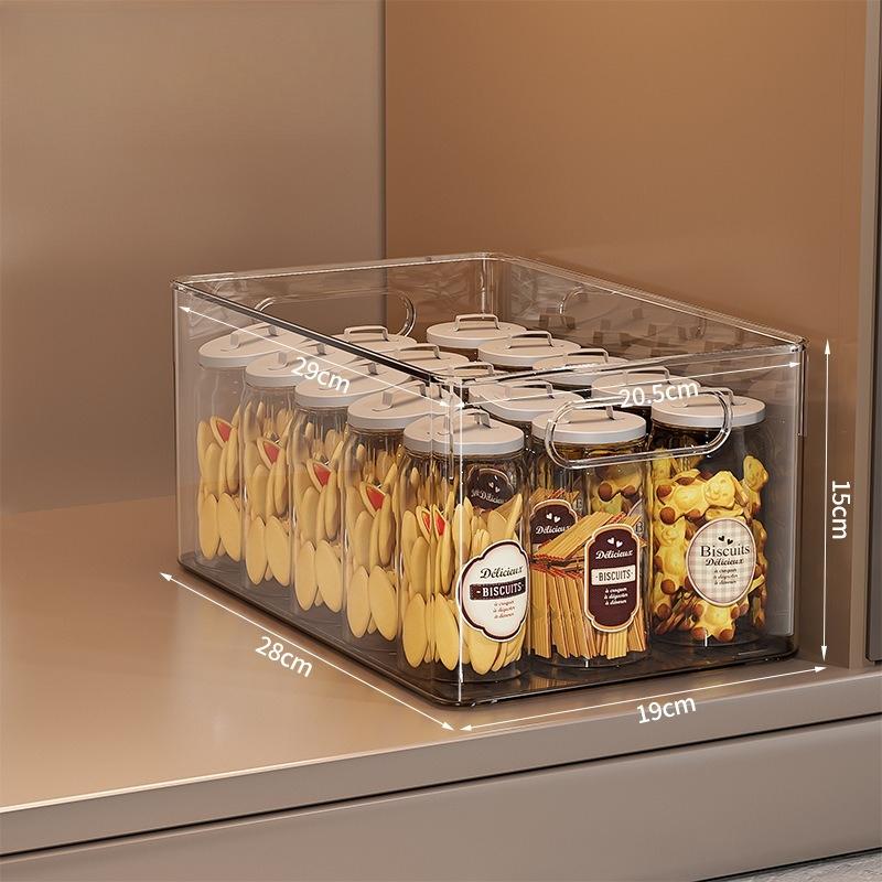 Transparent Plastic Storage Basket, Long Rectangular Organizer Box, Desktop Snack & Miscellaneous Item Holder, Cabinet Drawer Accessory