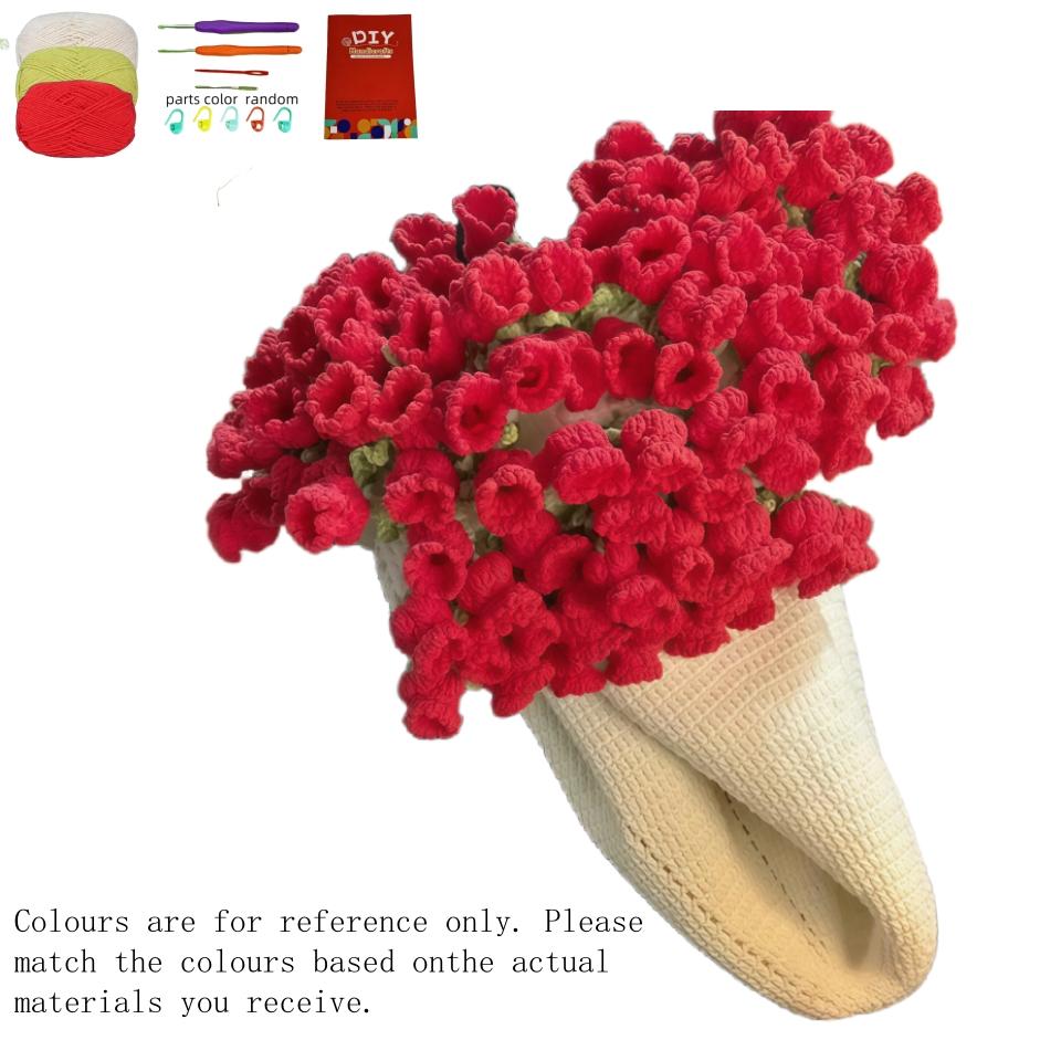 1Set Floral Blanket Crochet Kit for Beginners, Crochet Kit for Adults with Step-by-Step Text Tutorials, DIY Crochet Flower Bouquet Blanket, Handmade Crochet Flowers, Cute Romantic Gift for Girlfriend and mother, Mother's Day Valentine's Day Wedding Ann