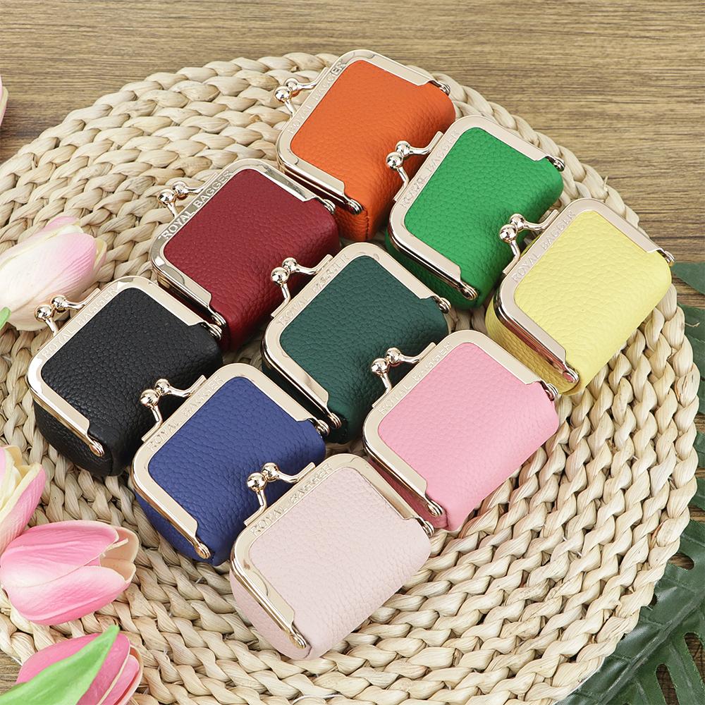Royal Bagger Genuine Leather Mini Coin Purse, Solid Color Kiss Lock Change Pouch, Casual Style Small Storage Bag for Women 1894 SpringStatements