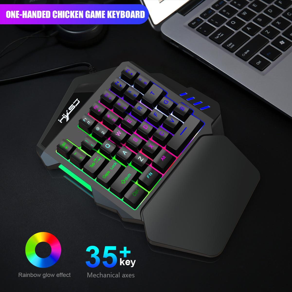 One Handed Gaming Keyboard RGB Backlit 35 Keys Portable Mini Gaming Keypad Ergonomic Game Controller for PC Gamer