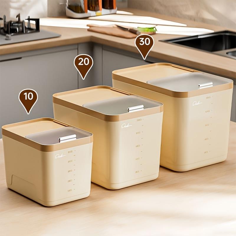 Large Food Storage Bin with Lid, 5kg Airtight Rice Dispenser for Flour, Nuts and Grains, Kitchen Organization