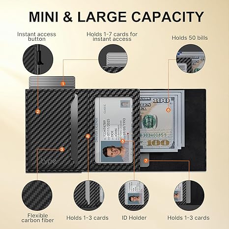 Mens Wallet Card Holder Leather Smart Wallet for Men Slim Minimalist 9-14 Card Capacity ID Window Cash Slot Ergonomic Design Secure Storage Perfect Gifts