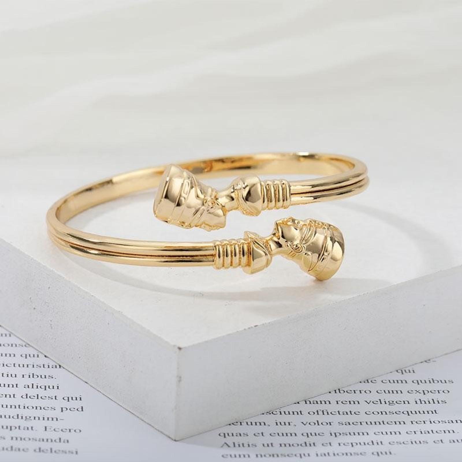 Egyptian Queen Nefertiti Adjustable Cuff Bracelet Stainless Steel Jewelry Gift