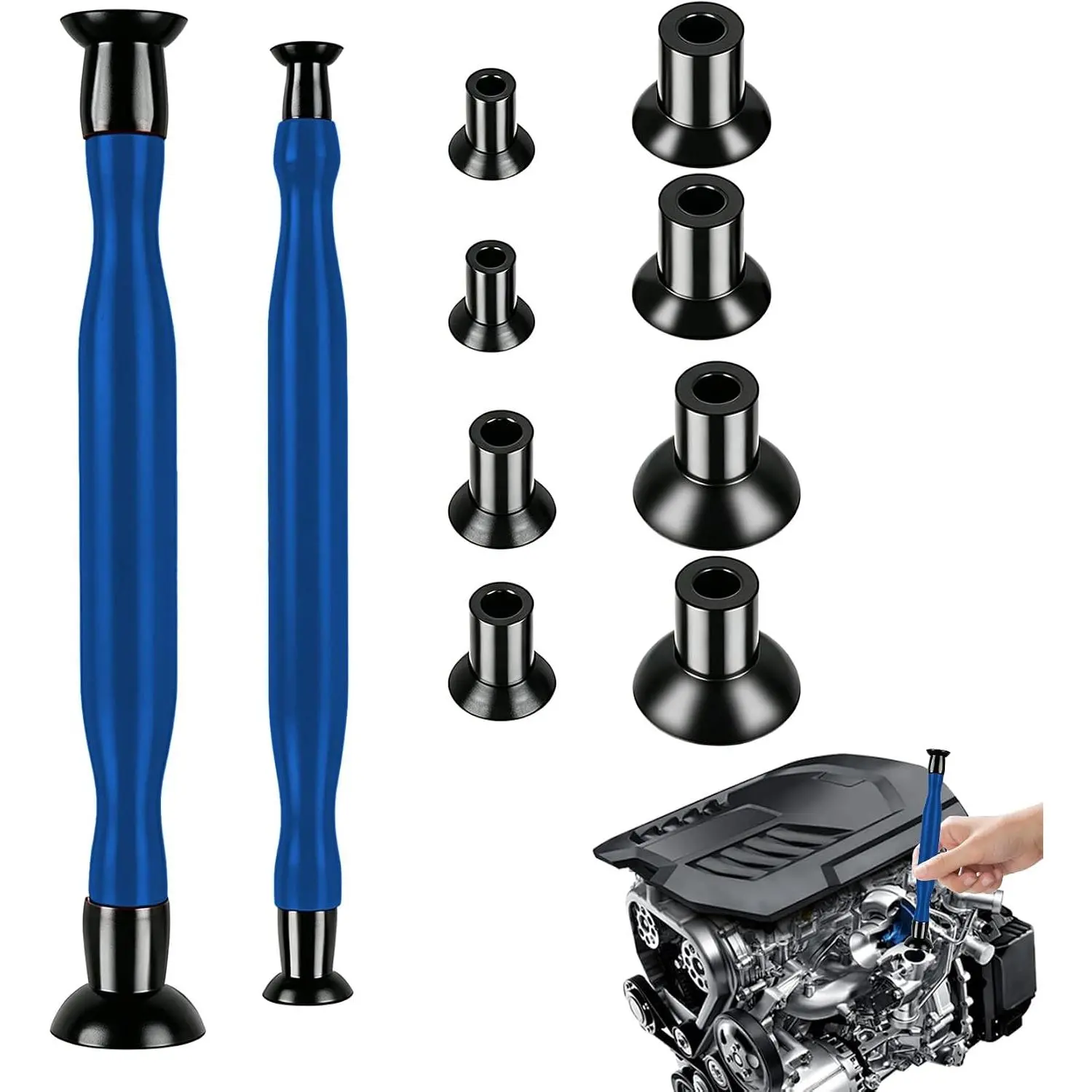 2PCS Valve Lapping Kit with 8 Suction Plates 4 Size, Valve Lapping Tool, Double Ended Grip Valve Grinding Stick Tool, Automotive Maintenance Repair Set for Vehicle, Lawn Mower, Small Engine