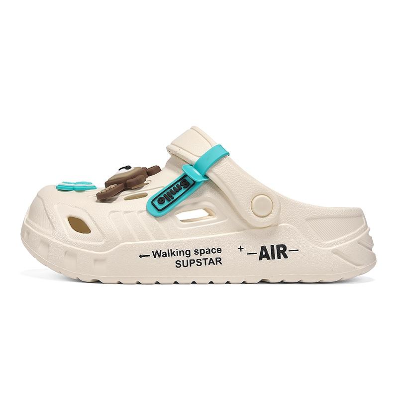 Thick Sole Height Boosting Bear Shoes, Hollow Out Design, Casual Eva Slippers, All Seasons, Less Than Ankle Height, Solid Pattern