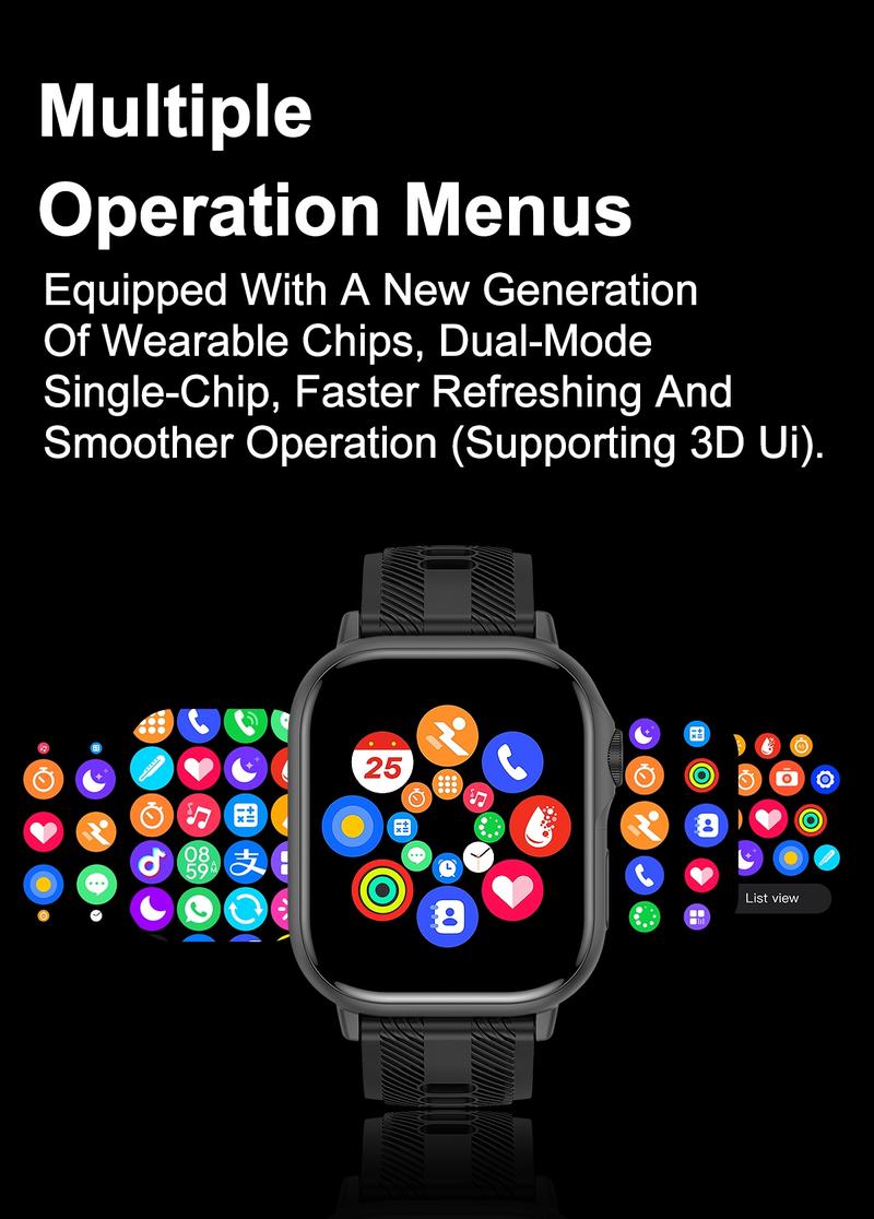 Smart Watch with 2.01 inch HD Full Touch Screen, Bluetooth, Message Notifications, Call reminders, Magnetic Charging, Blood Oxygen (SpO2) & Heart Rate Monitor, Multiple Sports Modes, for Men and Women, Waterproof Smart Watch, Perfect Christmas Gift