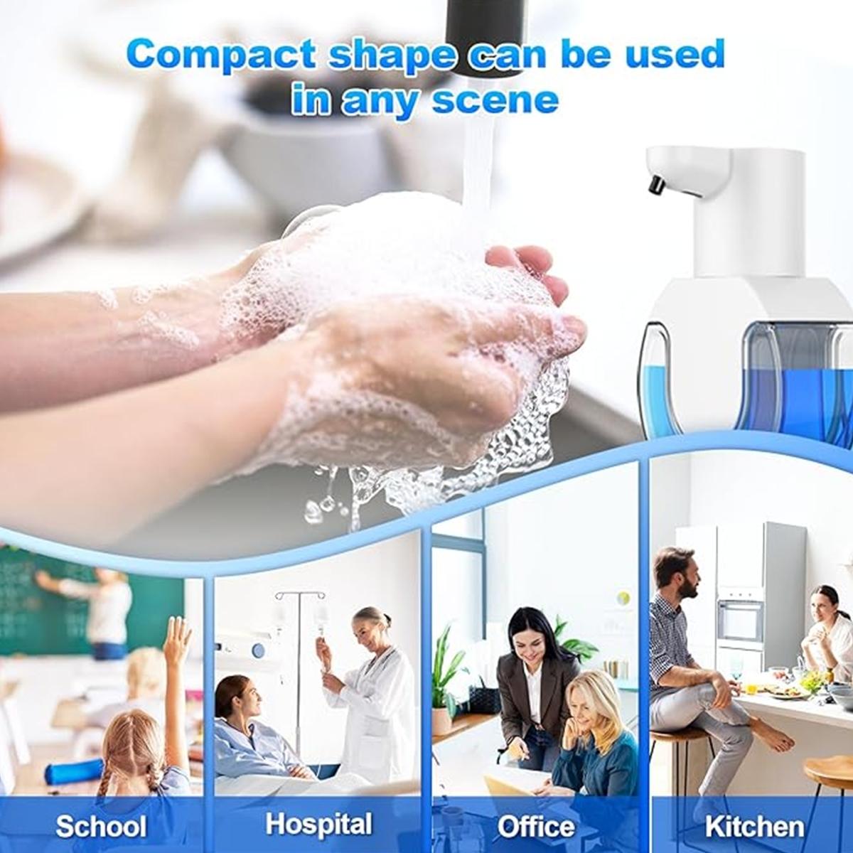 [Wall Mounted | Automatic] Automatic Foam Soap Dispenser, Large Capacity, Wall Mounted | Resin, USB Rechargeable Lithium Battery, Contactless Hand Sanitizer Pump | for Kitchen And Bathroom