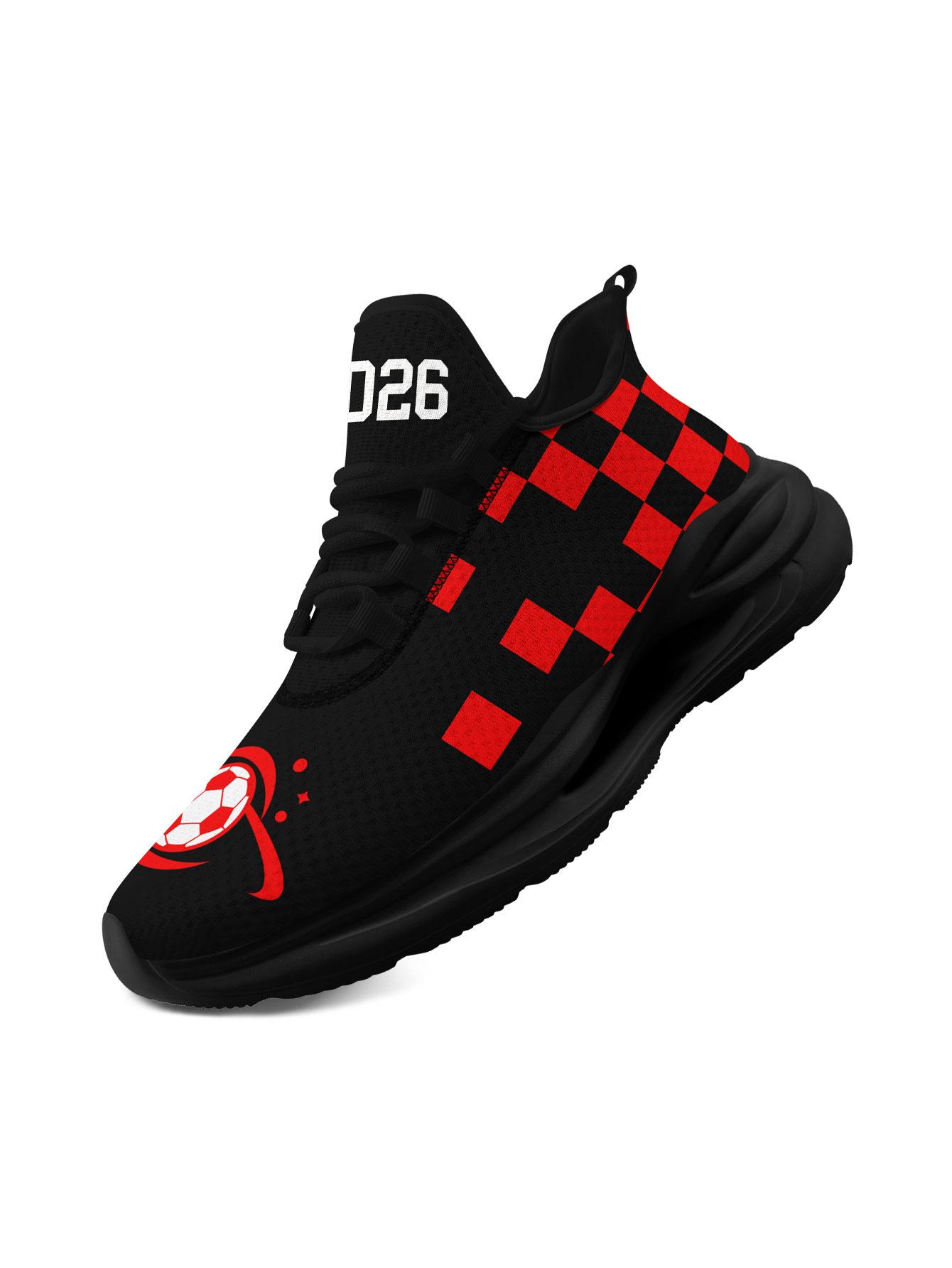 Men's SUI Sporty Checkered Design  Running Shoes, Stylish Breathable Performance Sneakers, Comfortable Wide Fit Daily Trainers