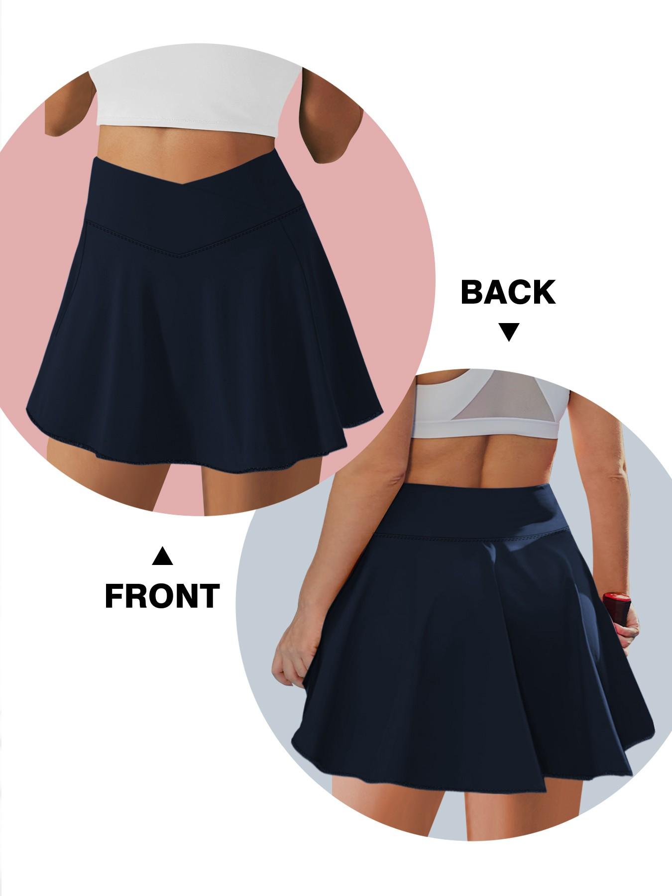 Women's Plus Size Skirt Dress with Safety Pants and Pockets, Cross Waist Design, Multifunctional and Stylish, Ideal for Daily Wear and Outdoor Sports