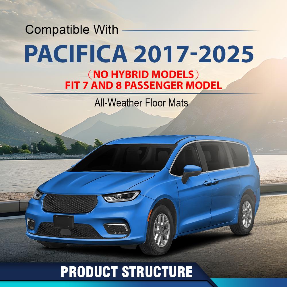 CROSSDESIGN 3PCS Floor Mats for PACIFICA 2017-2025 Plaid 3D Material Cargo Liners All-Weather Car Mats Anti-Slip Trunk Mat Accessories Custom Fit 7 and 8 passenger model CROSSDESIGN 3PCS Floor Mats for PACIFICA 2017-2025 Plaid 3D Material Cargo Liners All-Weather Car Mats Anti-Slip Trunk Mat Accessories Custom Fit 7 and 8 passenger model