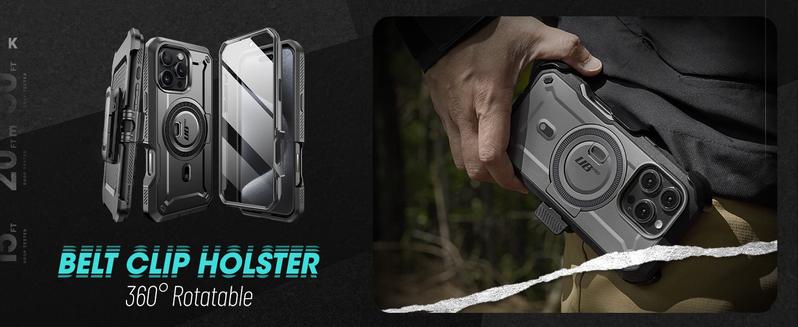 SUPCASE Rugged Case for iPhone 16/15/14 Pro/Pro Max – MagSafe-compatible, military-grade, with kickstand and belt clip. Shockproof, supports wireless charging. Heavy-duty yet slim. Protector Smartphone