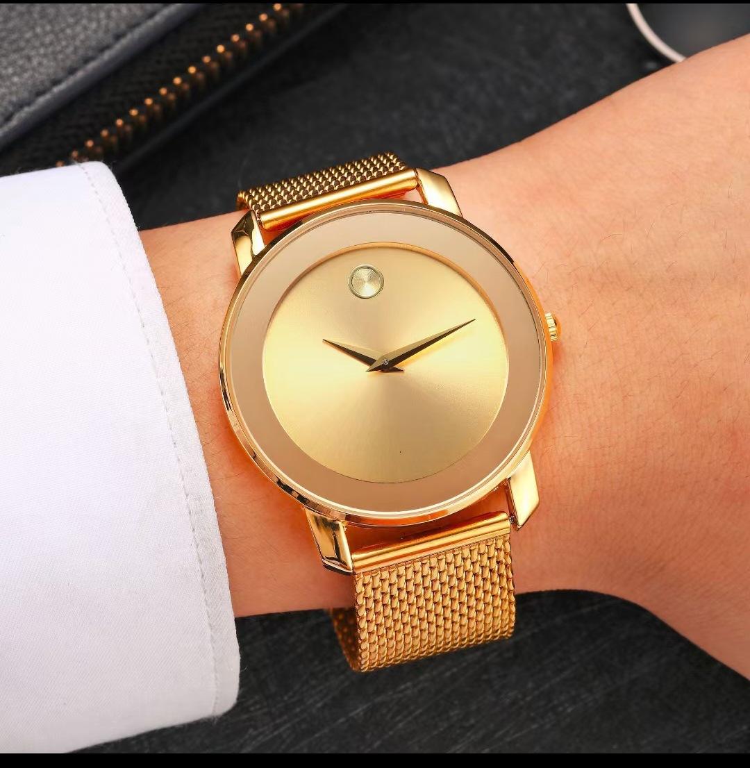 Men's Minimalist Gold Mesh Band Quartz Watch - Sleek No-Number Dial, Water Resistant, Luxury Casual Wristwatch, Perfect Gift for Him