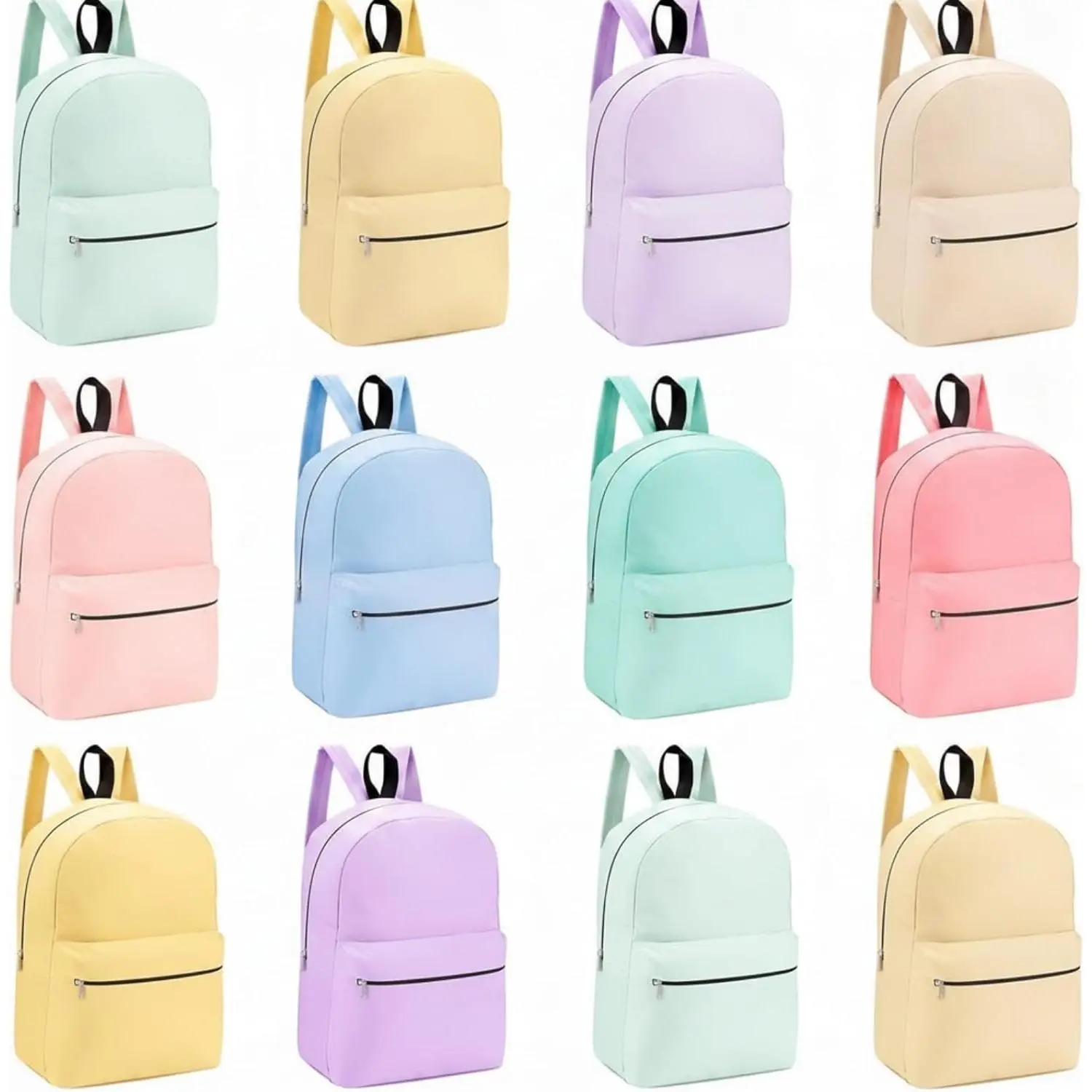 12 Pack Backpack in Bulk 17 inch Bookbags,Macarons,Pure