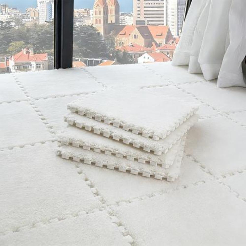 12 pieces, thickened spliced carpet for bedroom and living room, bedside rug for room, warm spliced floor mat, washable, soft and anti-fall, 11.8*11.8 inches