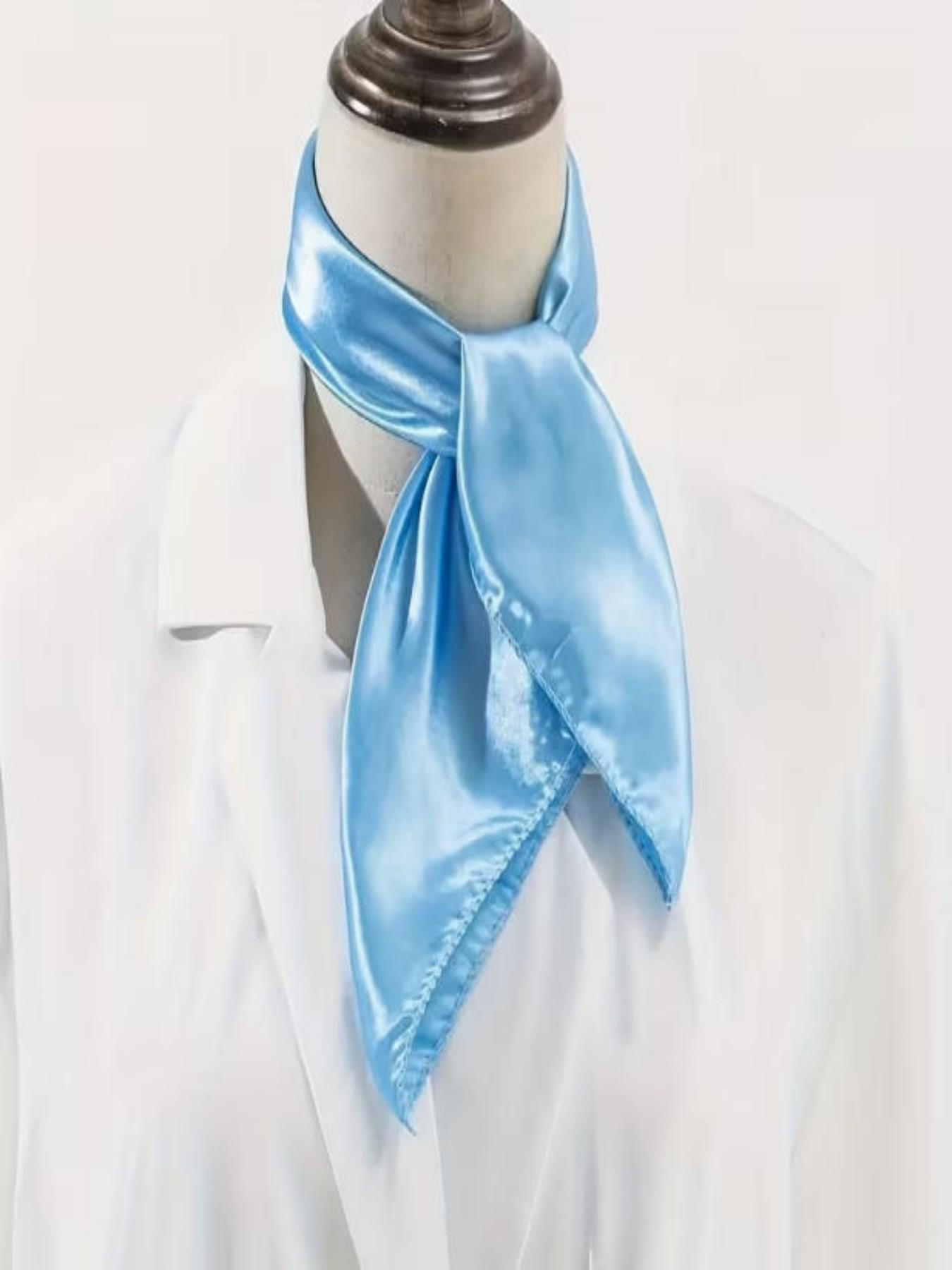 1pc Solid Color Silk Scarf for Women, Versatile Hairband, Necktie, Dance Performance, Spring Summer Fashion Accessory, Random Color