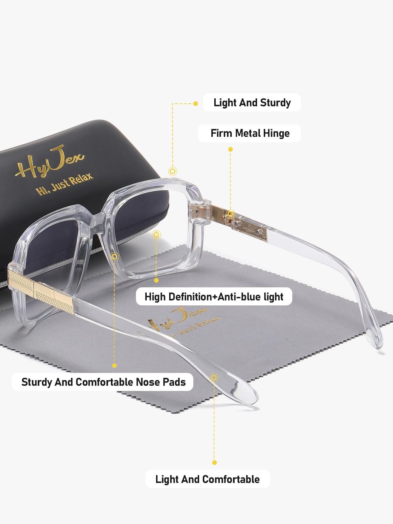 HYJEX 1 Piece Unisex Lightweight Design Full Frame Anti Blue Light Plano Glasses Suitable For All Face Shapes Square Frame Plano Glasses