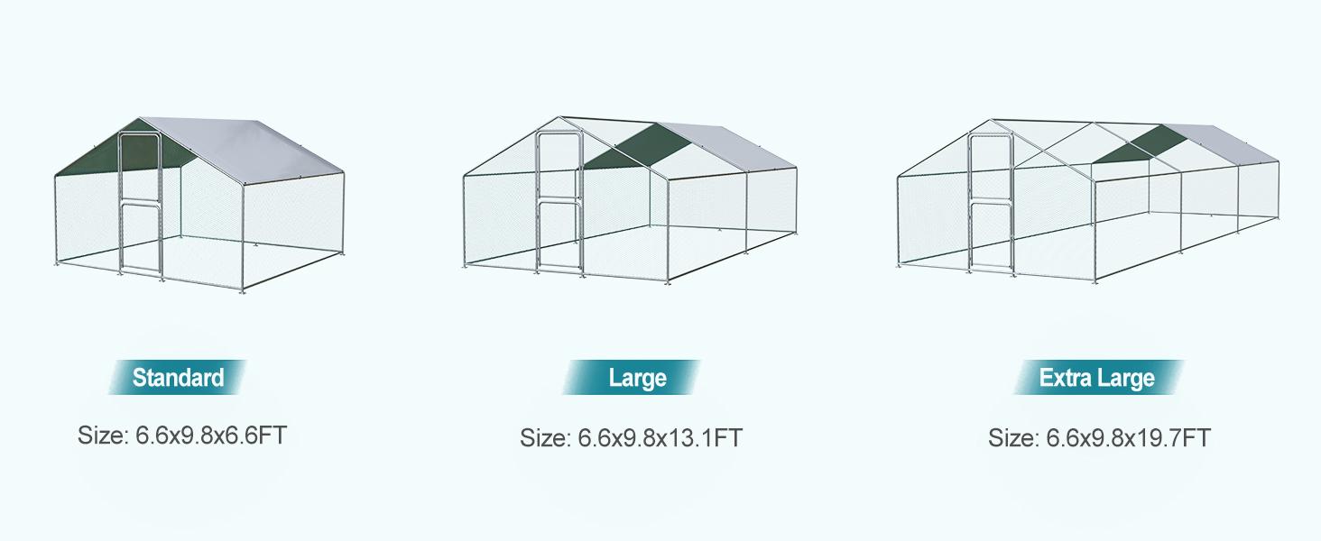 Chicken Coop Large Metal Chicken Run for 6/10 Chickens Poultry Cage with Waterproof Cover for Duck Walk-in Chicken Pen for Yard