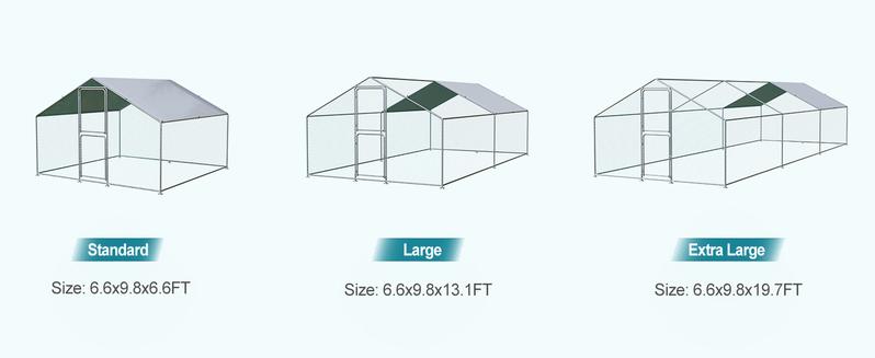 Chicken Coop Large Metal Chicken Run for 6/10 Chickens Poultry Cage with Waterproof Cover for Duck Walk-in Chicken Pen for Yard