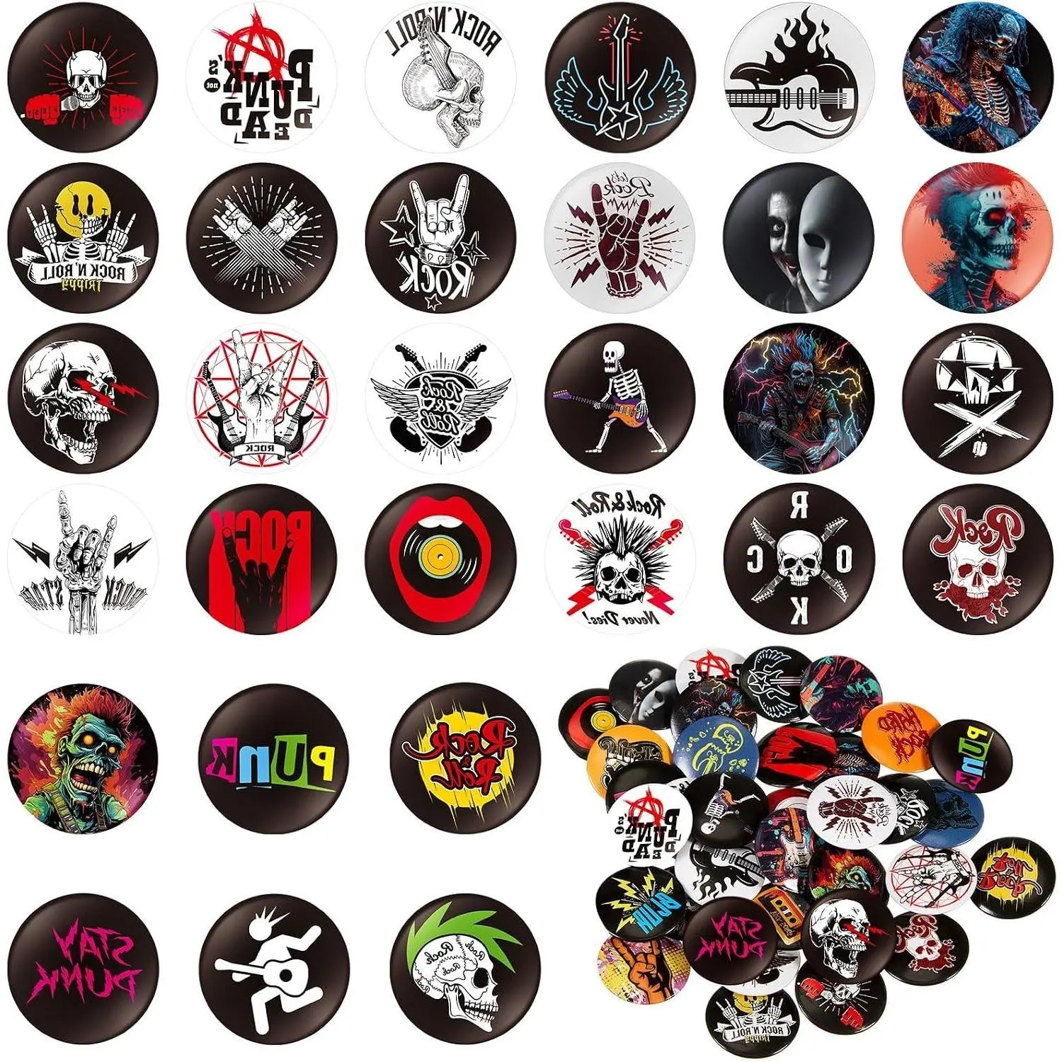 30 Pcs 1 Inch/25 mm Retro Punk Button Pins with Slogans Sayings Pinback for Backpacks Bags Hats JeansGift