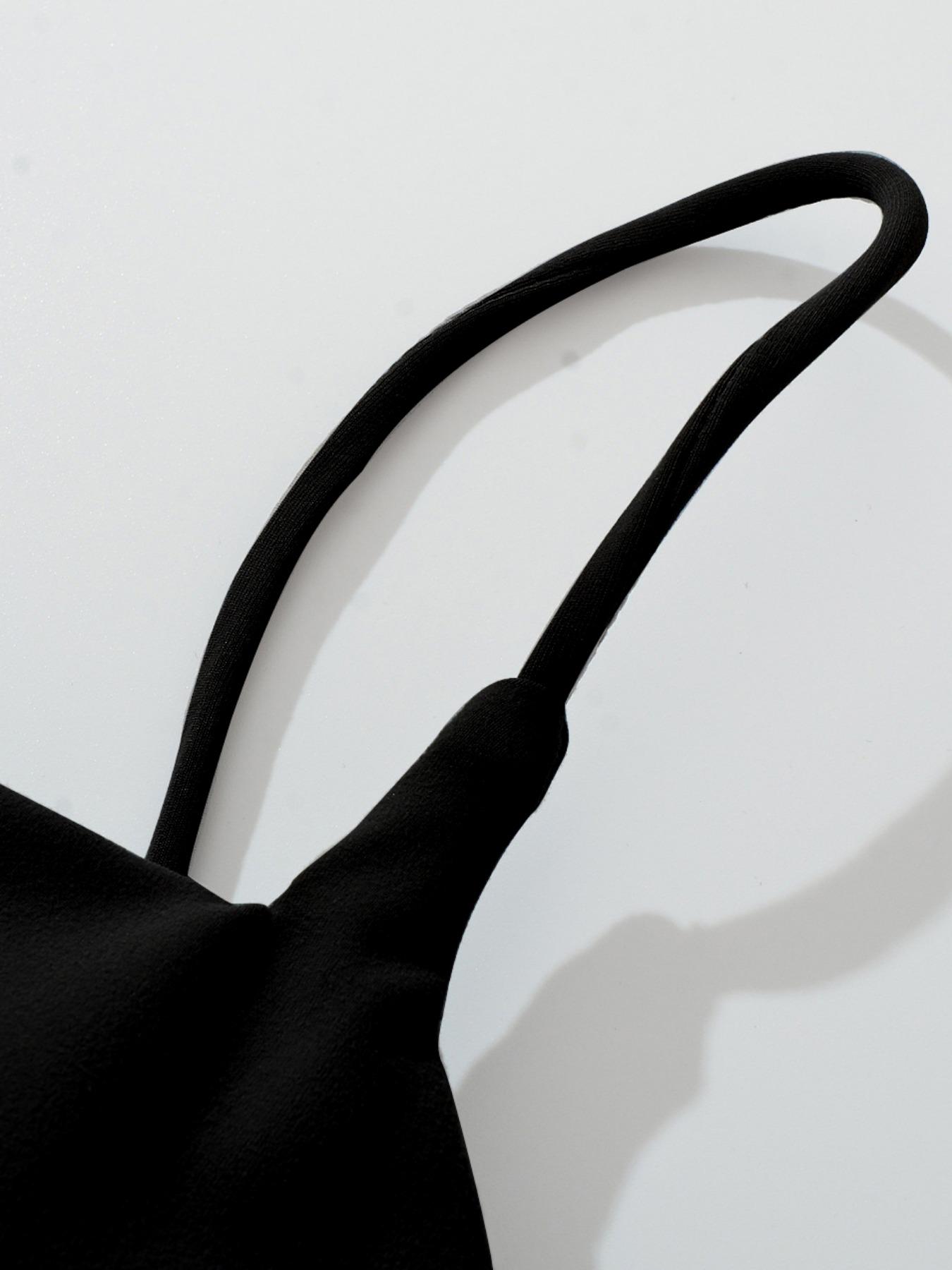 Women's Solid Wireless Sports Bra, Strappy Workout Bra, Sporty Breathable Comfortable Bra, Ladies Sportswear for Yoga Gym