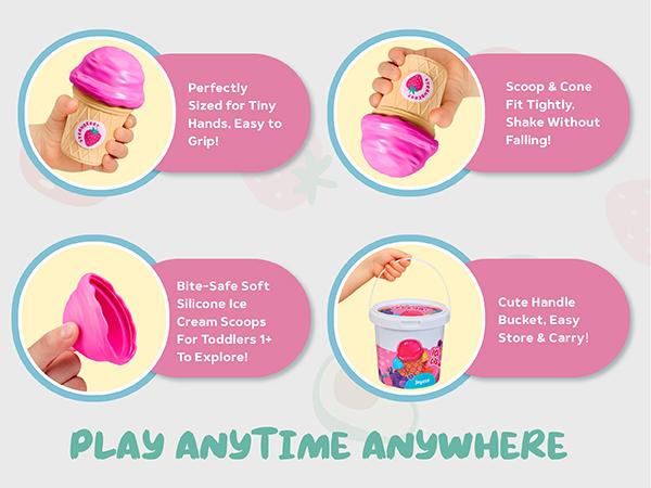 JoyCat Ice Cream Preschool Learning Activities Counting and Color Sorting Set Stacking Toys, Montessori Stacking Fine Motor Skills Toys