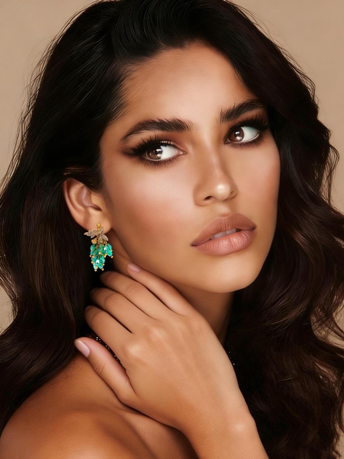 1 pair of vintage elegant leaf long earrings, suitable for daily commuting, vacation and dating, and also a surprising and exquisite small gift.