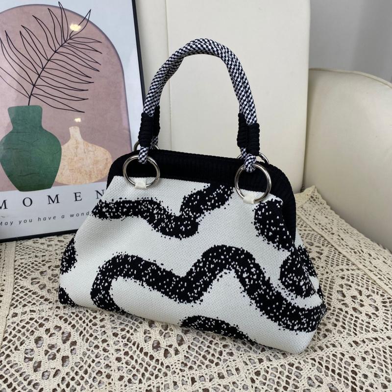 Korean Design Knit Handbag for Women, Magnetic Closure Dumpling Shape Tote Bag, Large Capacity Casual Daily Commute Shoulder Purse