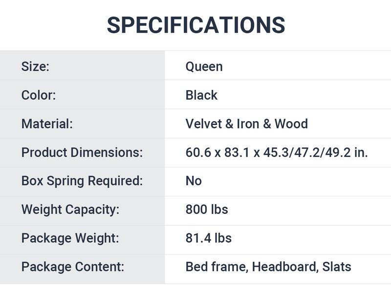 Allewie Full/Queen/King Velvet Upholstered Bed Frame - 【Frame Only No Mattress】Adjustable Tiara Headboard with Diamond Button Tufting & Wood Slats, Black, #TikTokShopBlackFriday #Christmas Gifts