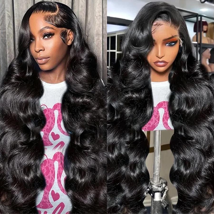 Pizazz Hair Body Wave Pre Bleached Small Knots 13x6 HD Transparent Lace Front Wigs Human Hair 220% Density Pre Plucked Lace Frontal Wigs With Baby Hair For Women