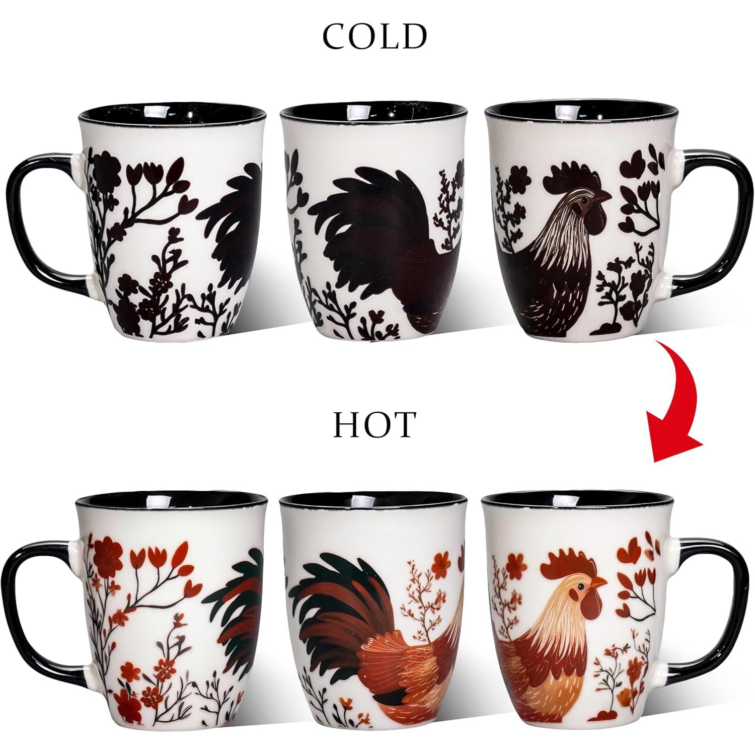 Chicken Mug - 16oz  Heat  Cup, Rooster  Mugs for Kitchen, Novelty Coffee Mugs for Women, Chicken Themed Gifts for Christmas