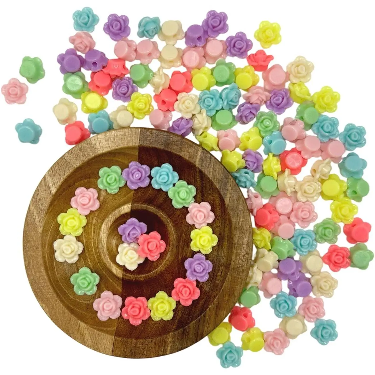 200 count Rose  Beads, Colorful Flower Beads for  DIY Crafts |  Rose Design,  Material, Floral Beads,  Making, Bracelets, Necklaces, Earrings, DIY Craft Supplies