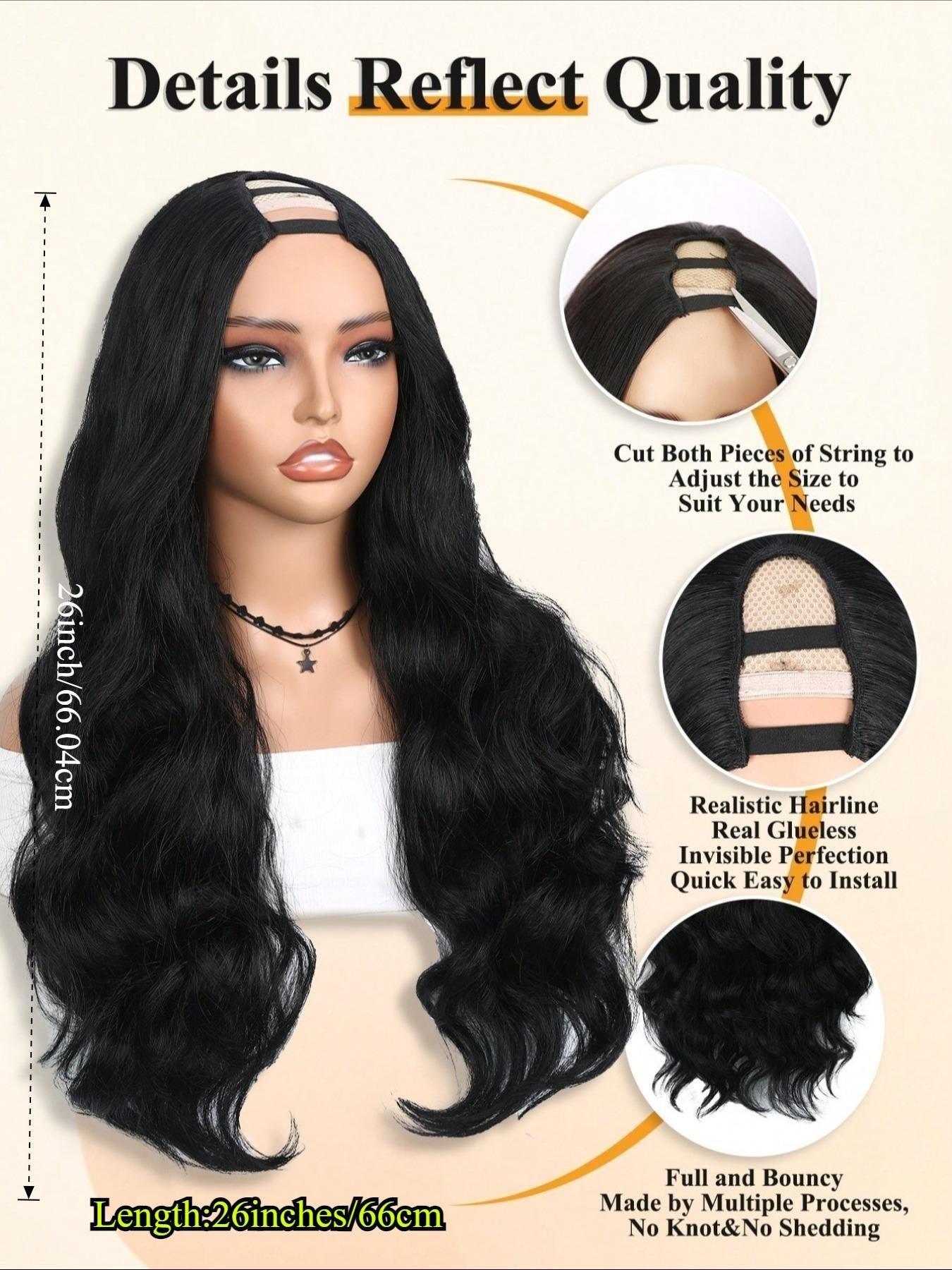 26 Inch Body Wave V Part Wigs Upgrade Glueless Human Hair Blend Wigs No Leave Out V Part Clip In Wigs Easy Wear No Glue No Sew In Beginner Friendly Soft Natural Synthetic Hair Wigs For Women Daily Party Use Lace Glueless Wigs