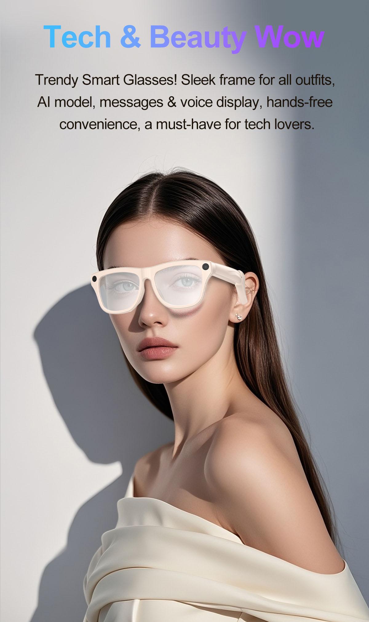 xk one pro AI wireless photo-taking glasses, equipped with an 800W camera for taking photos, AI object recognition, making and receiving calls, body-worn detection, AI translation, voice activation. Note: This product cannot record videos.