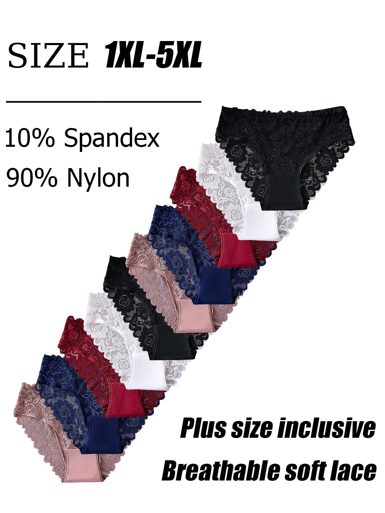 Antibacterial Gusset Plus Size 7-11 Pack Breathable Soft Lace Panties Non-Restrictive Everyday Wear Tummy Control Butt Lifting Wide Coverage Trim Lace Panty