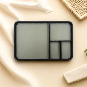 Luxury Leather Organizer Tray, Key Jewelry Desktop Storage, Entryway Miscellaneous Sorter, Elegant Partitioned Tray for Home Decor