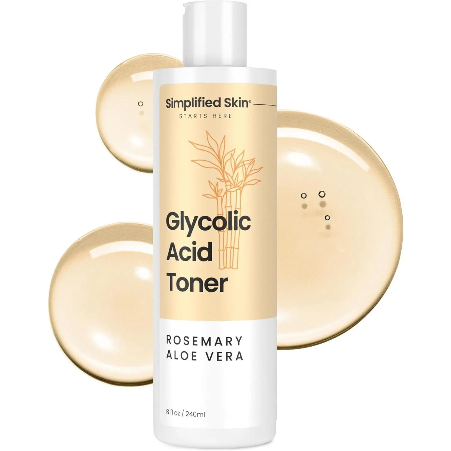 Simplified Skin Glycolic Acid Toner for Face, 8% AHA Gentle Exfoliant | Glycolic Acid with Aloe Vera & Rosemary for Face, Underarms, & Scalp, Smooths Texture & Evens Tone, Alcohol-Free, 8 Fl Oz