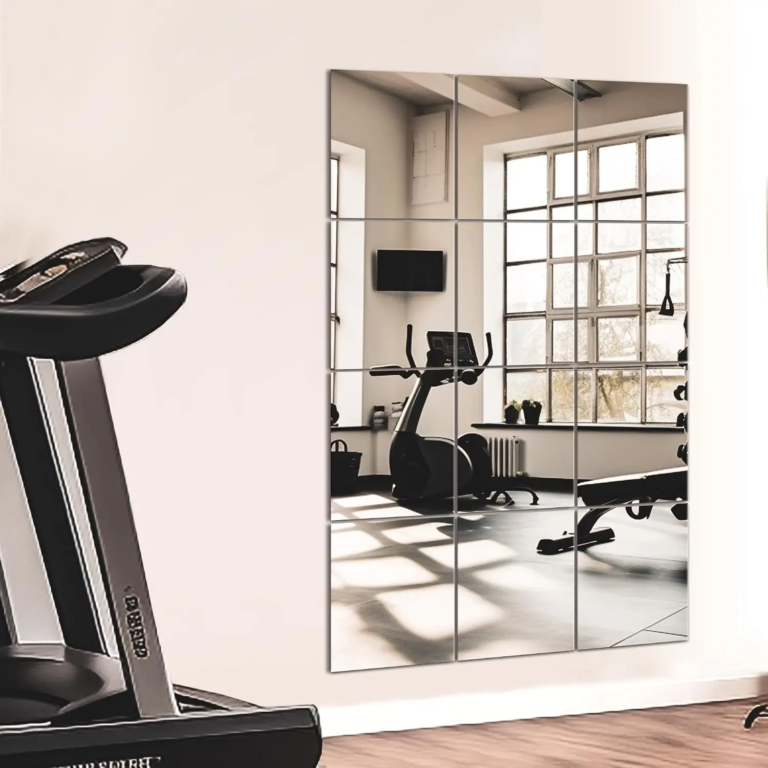Home Gym Mirror Tiles for Wall, 14" x 12" x 12 PCS Full Length Mirror