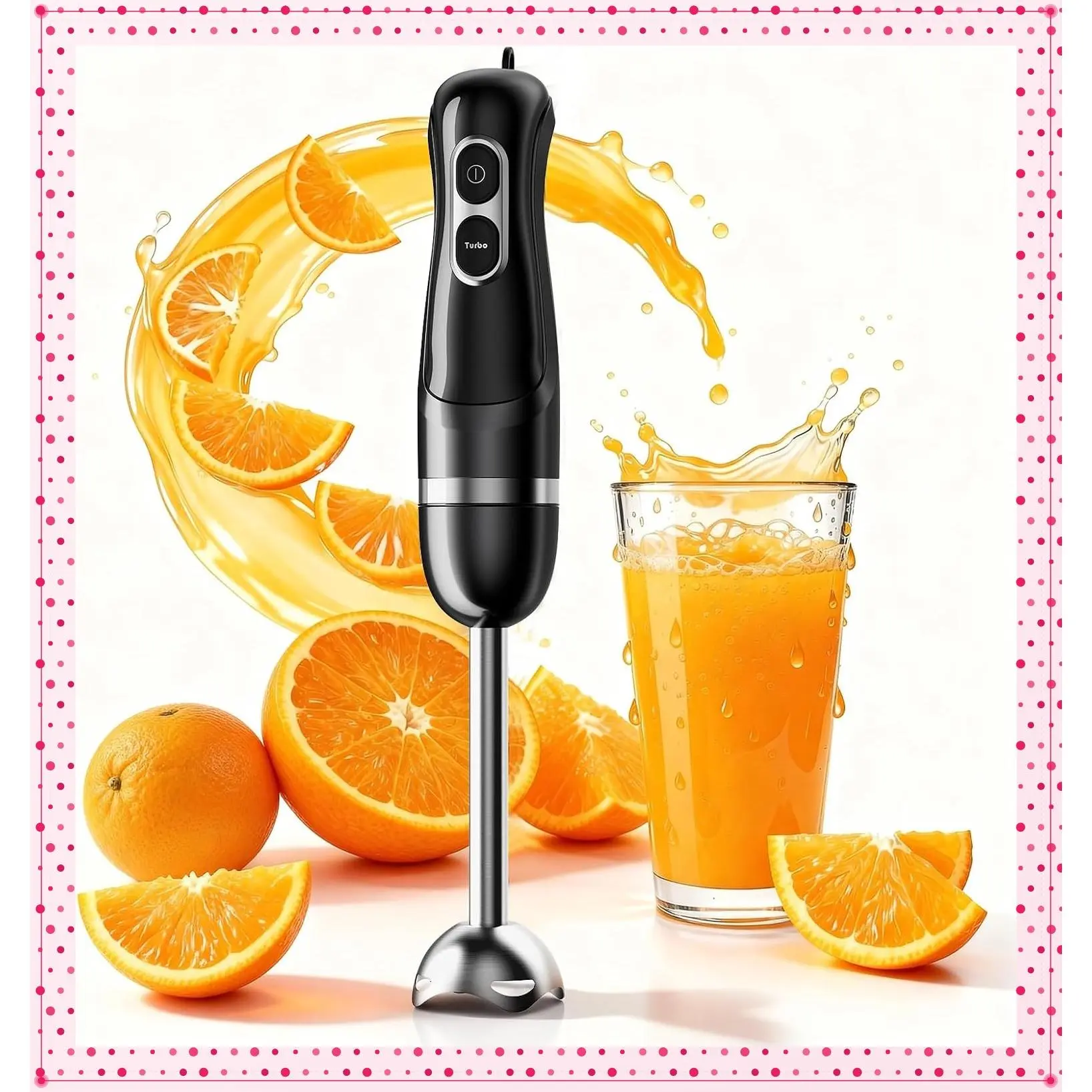 Immersion Hand Blender 400W Corded 2-Speed Stick Mixer with Stainless Steel Blades, BPA-Free, Ergonomic Handle for Soups, Smoothies, Purees, Baby FoodGift