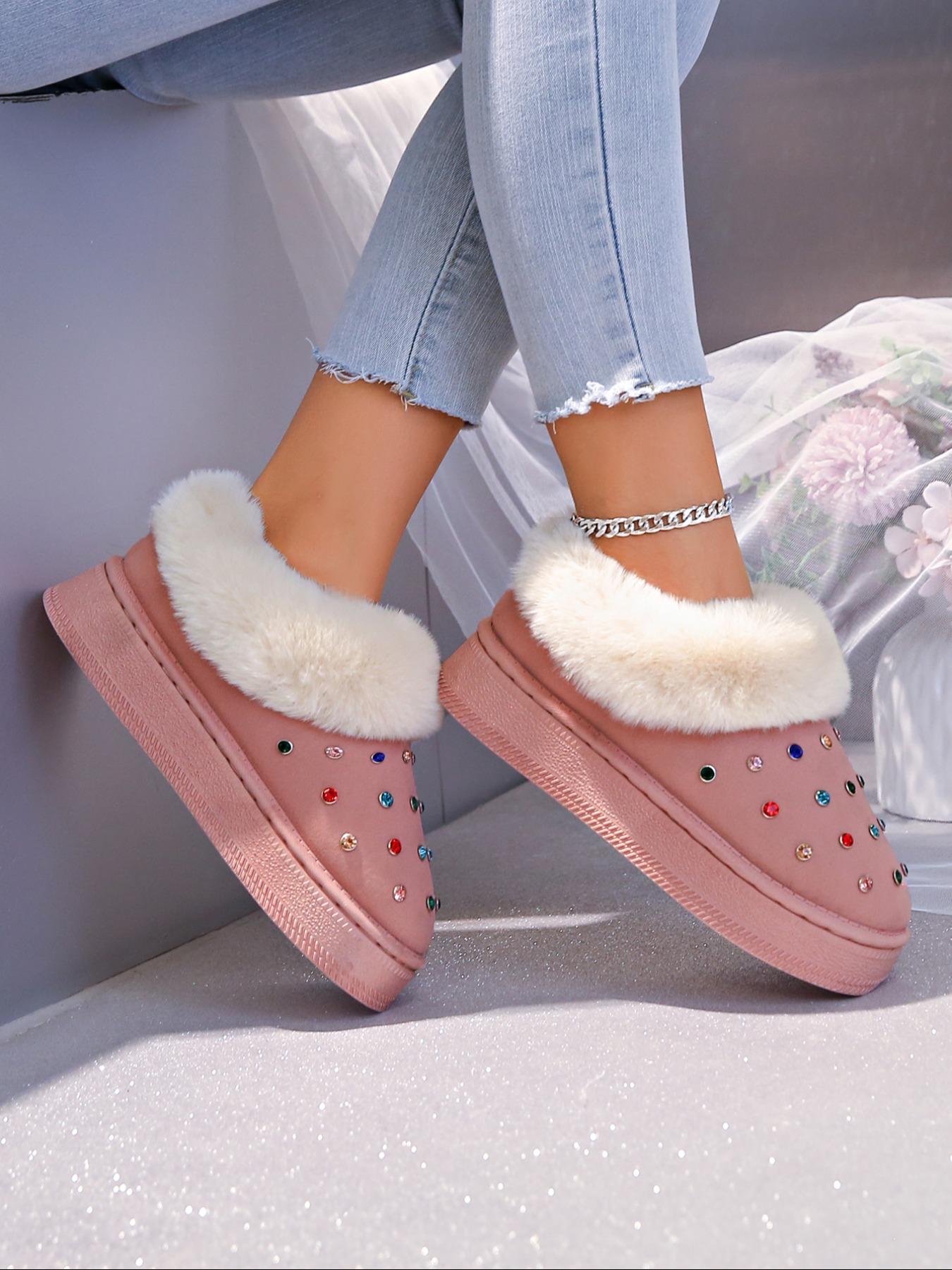 Women's Winter Casual Ankle Boots, Thick Sole Snow Boots, Warm Home & Outdoor Use, Fashionable Round Toe Short Boots, Winter Shoes